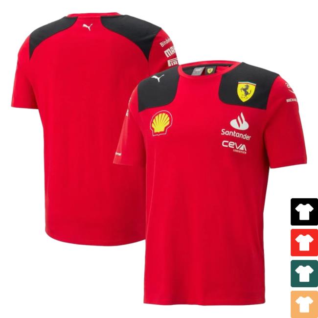 Official Charles Leclerc Carlos Sainz Scuderia Ferrari 2023 Team Shirt Official Charles Leclerc Carlos Sainz Scuderia Ferrari 2023 Team Shirt
